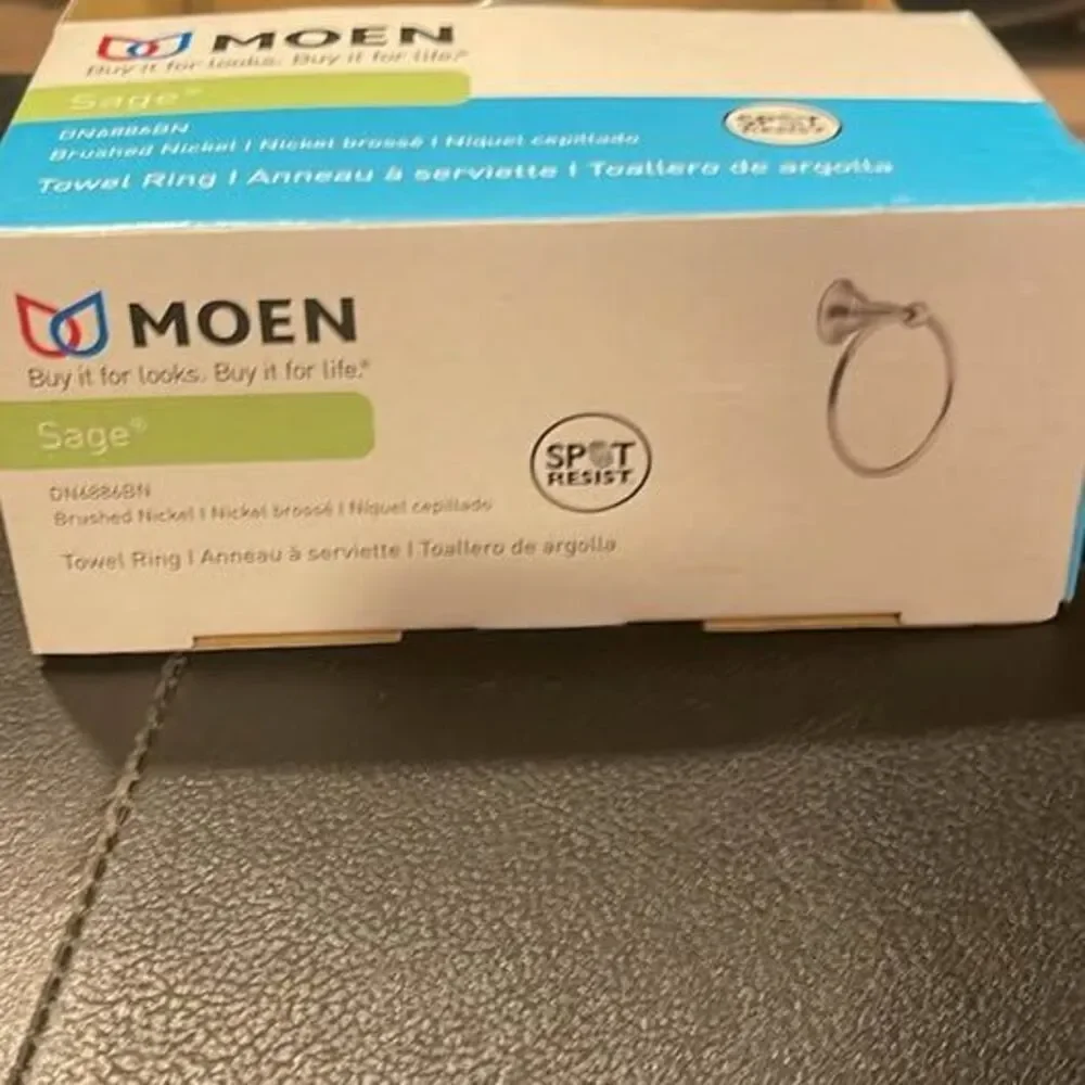 Moen Sage Brushed Nickel Towel Ring Brass